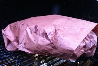 Wrap Texas Brisket in Butcher Paper once a good bark has formed