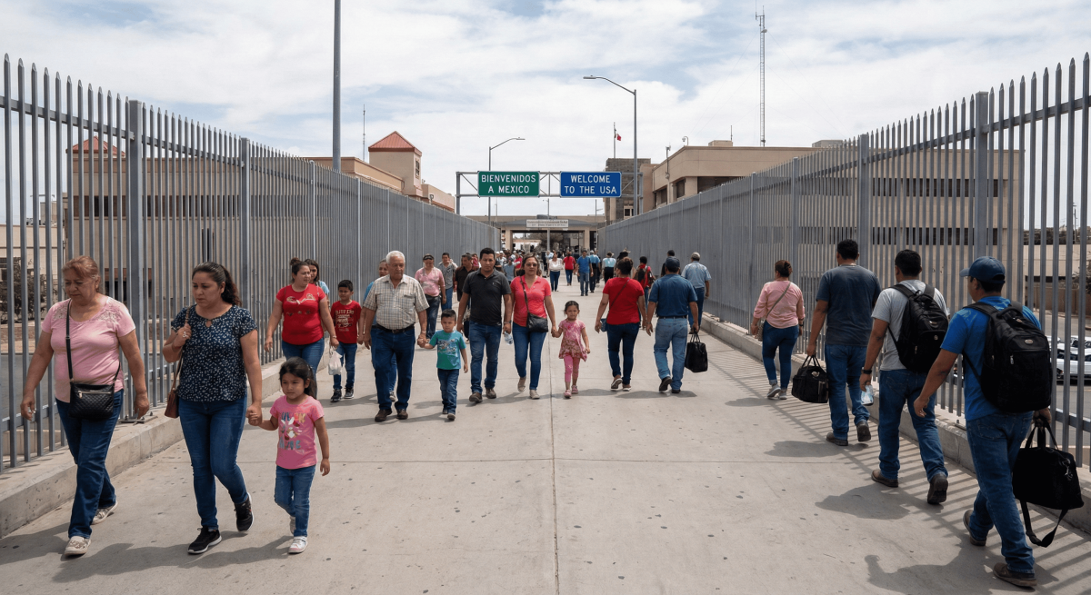 Pedestrians cross between El Paso and Ciudad Juárez as they have done for generations. For most people who live here, the border is not a barrier. It's just part of the commute.